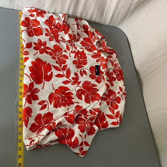 Vintage Tommy Hilfiger Mens Button Up Hawaiian Shirt Size L Tropical Red Floral - Picture 7 of 9